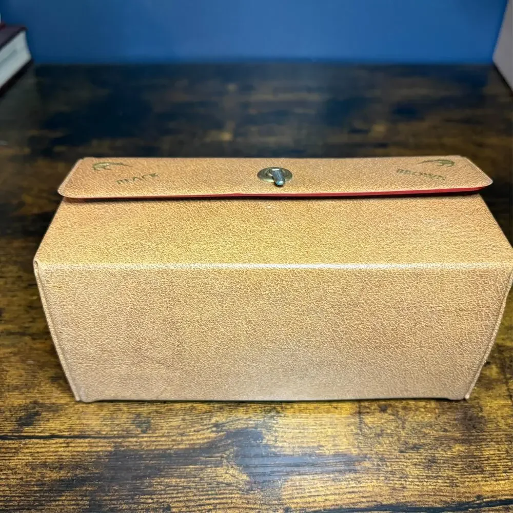 Vintage 1960's Kiwi Shoe Shine Kit 4 Horsehair Brushes Black Brown Polish Case